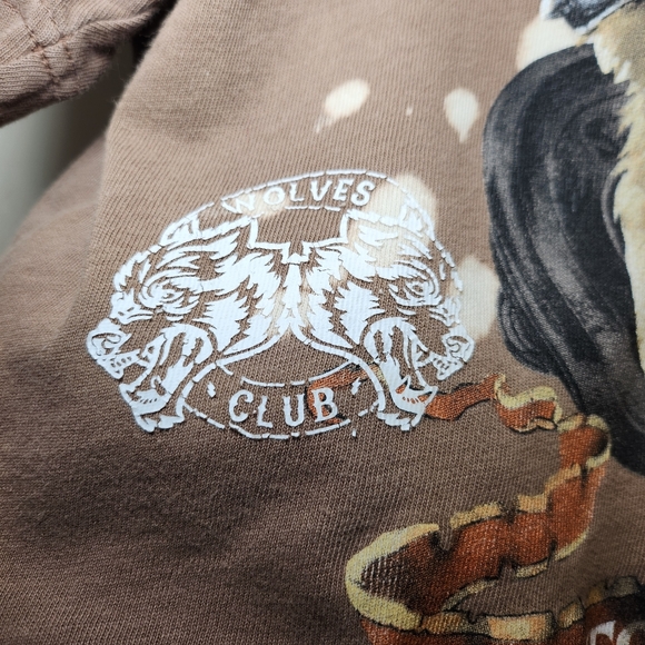 Darc Sport Wolves Cropped Tee Brown / Cream Size M - Picture 3 of 5